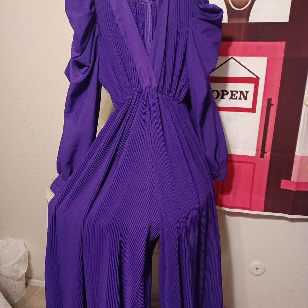 PURPLE Vibrant Pleated Jumpsuit